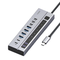 HAGIBIS BH221D 9-in-1 Type-C Docking Station with 5Gbps USB-A*4 / 10Gbps USB-C*3 / PD22W Type-C*2 LED Digital Display Mu